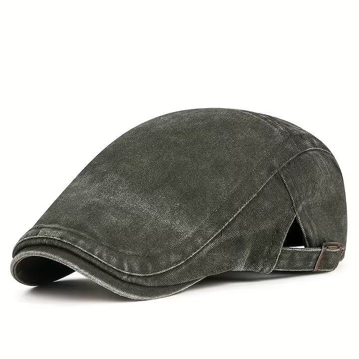 Washed Cotton Flat Cap Fern Green