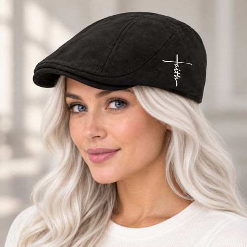 Faith Duckbill Flat Cap – Black