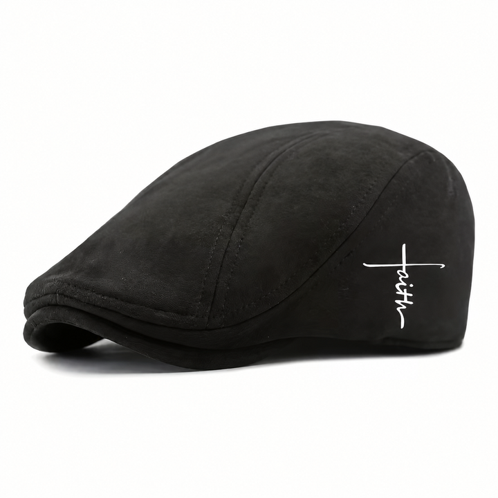 Faith Duckbill Flat Cap – Black