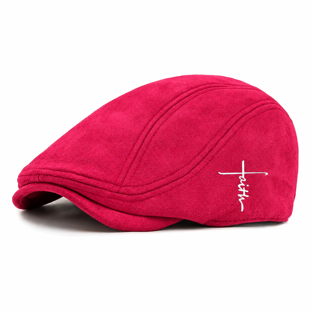 Faith Duckbill Flat Cap – Burgundy
