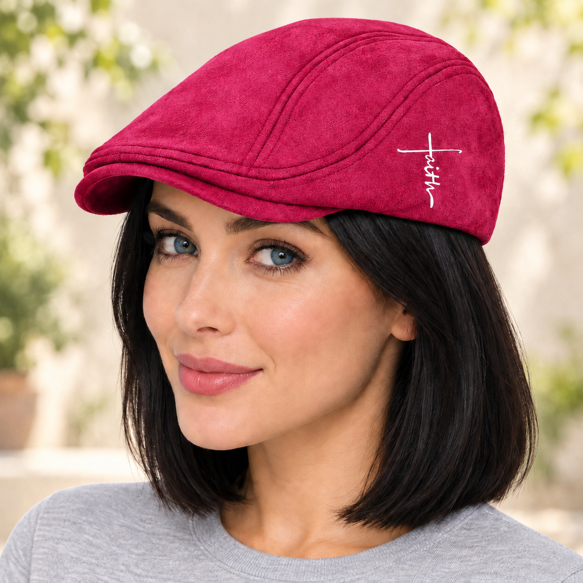 Faith Duckbill Flat Cap – Burgundy