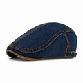 Washed Denim Flat Cap – Dark Blue