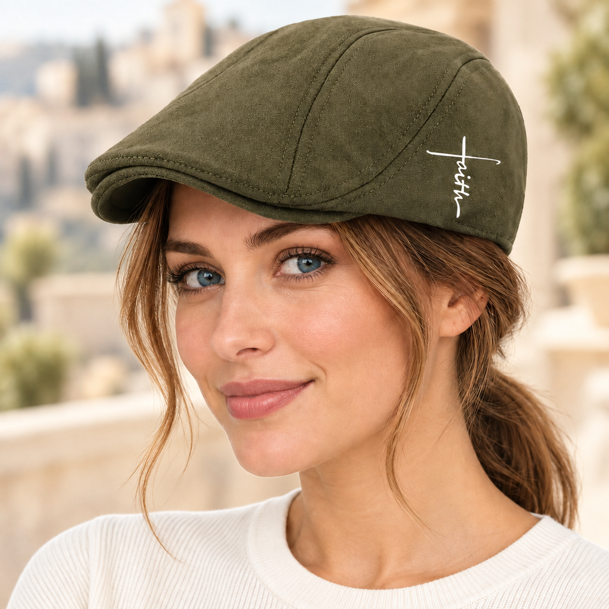 Faith Duckbill Flat Cap – Green