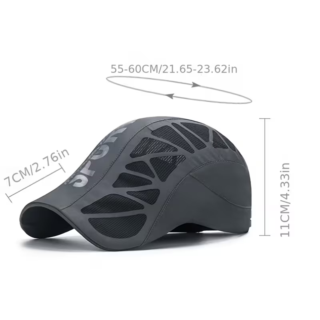 Quick-Dry Sport Flat Cap – Light Grey