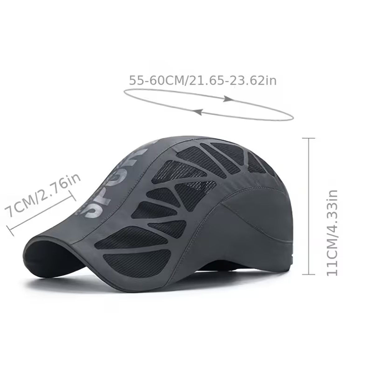 Quick-Dry Sport Flat Cap – Light Grey