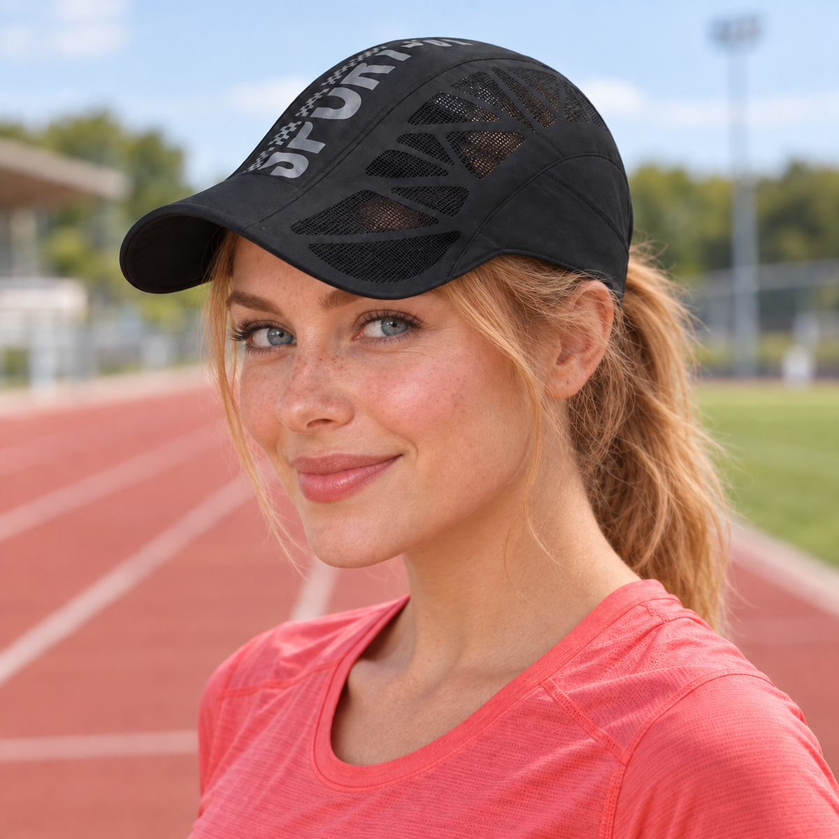 Quick-Dry Sport Flat Cap – Black