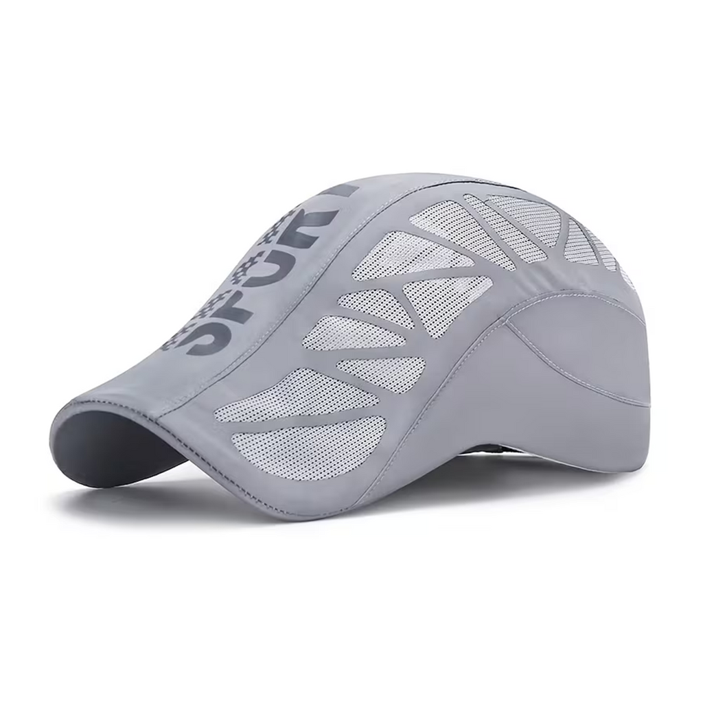 Quick-Dry Sport Flat Cap – Light Grey