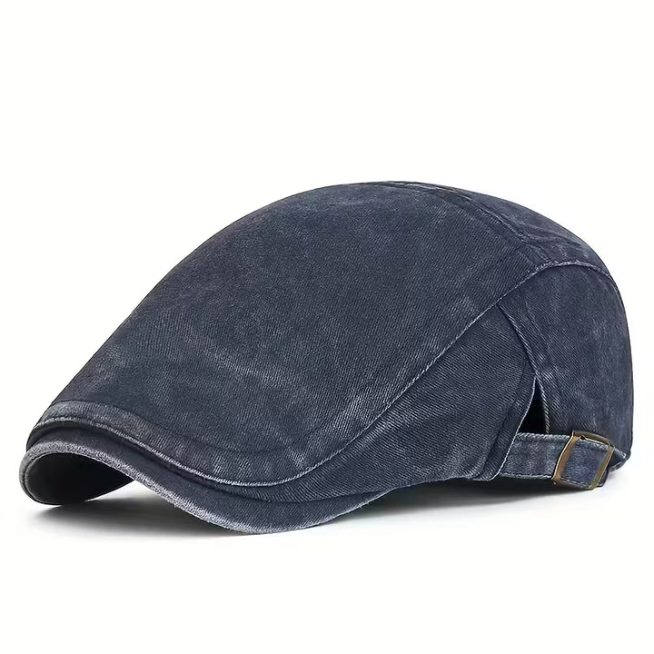 Washed Cotton Flat Cap Blue