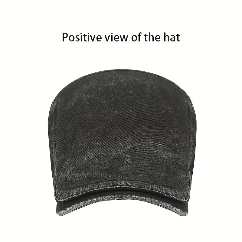 Washed Cotton Flat Cap Beige