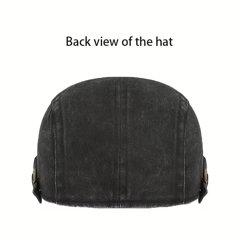 Washed Cotton Flat Cap Beige