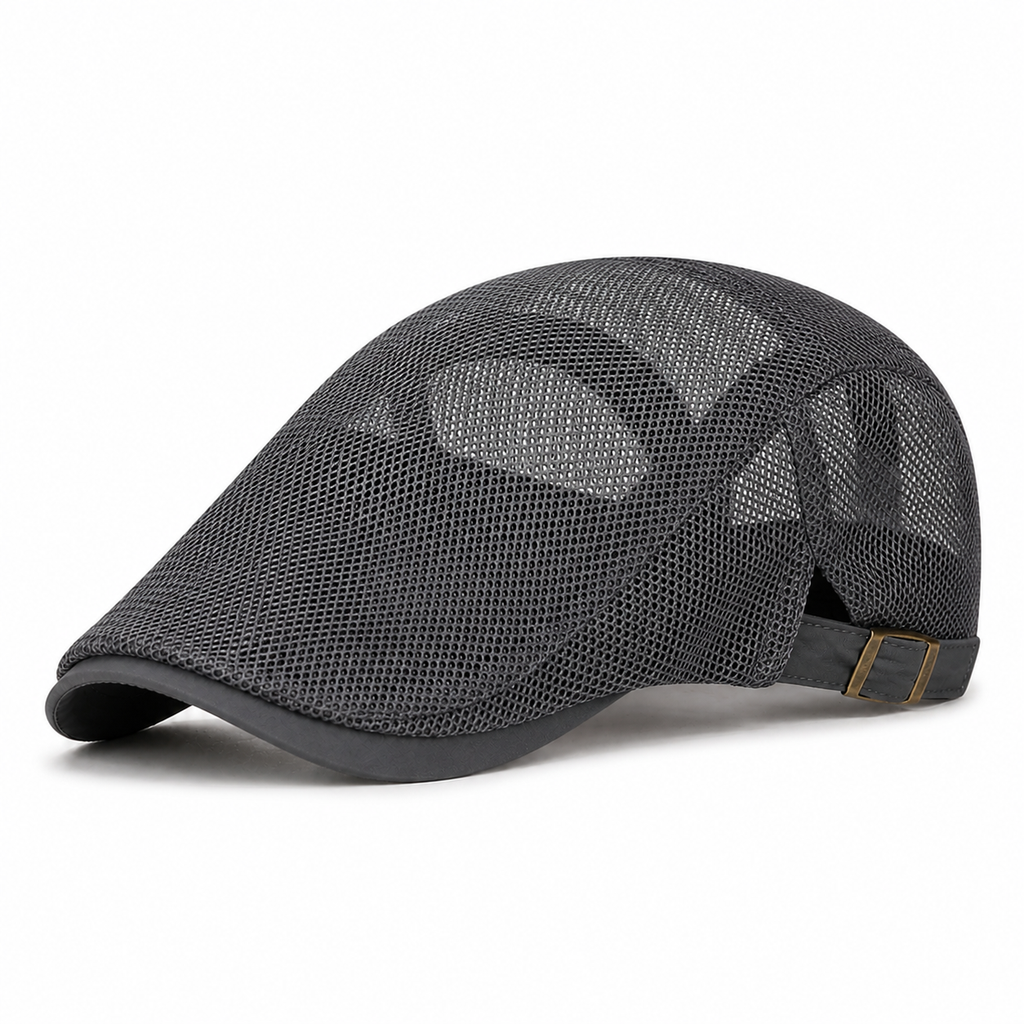 Full Mesh Breathable Flat Cap Grey