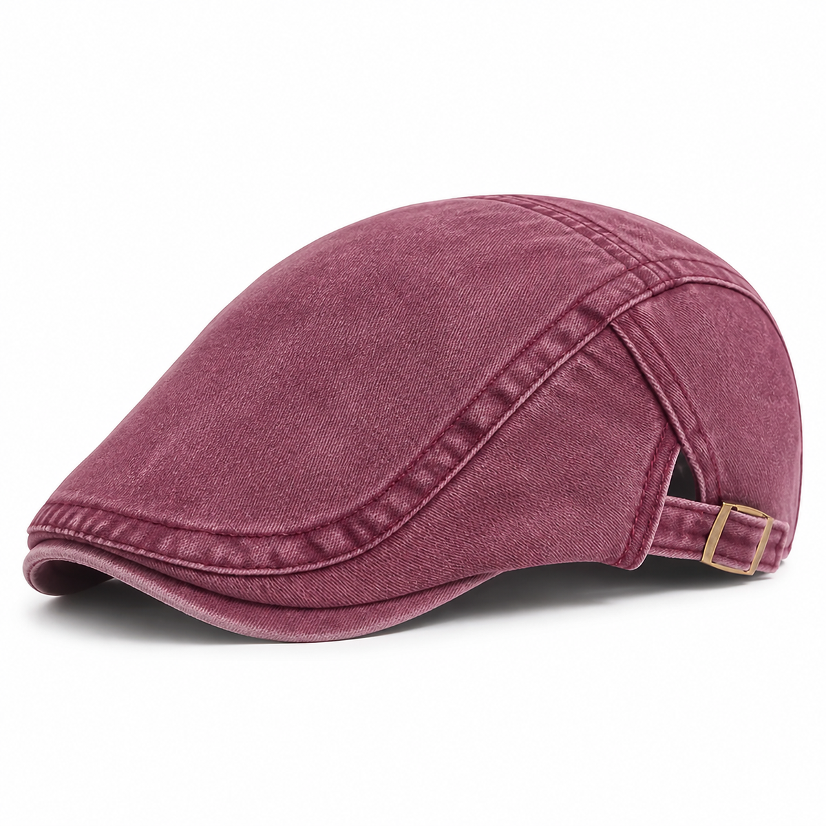 Washed Cotton Flat Cap – Burgundy