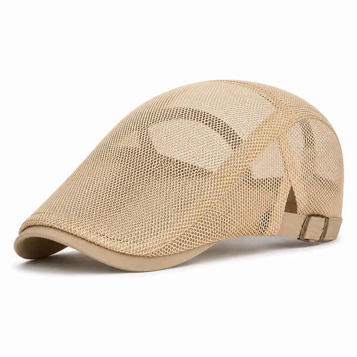 Full Mesh Breathable Flat Cap Beige