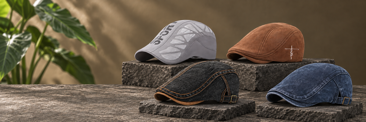 Nuvox four cap collections on stone with green foliage